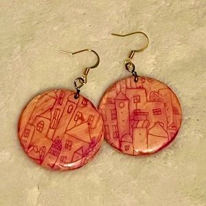 Hot Pink CityScape Earrings